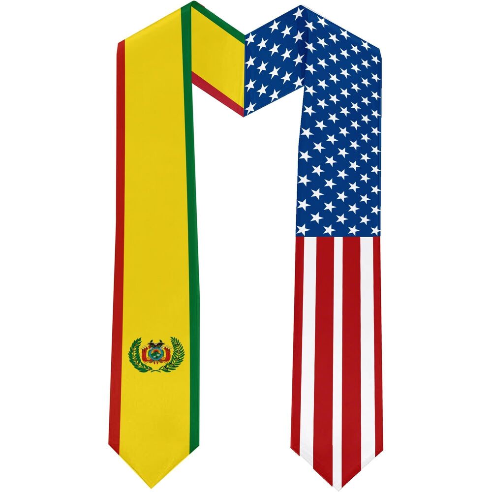 7353 2025 Bolivia Flag and USA Flag Graduation Stole Graduation Sash Class